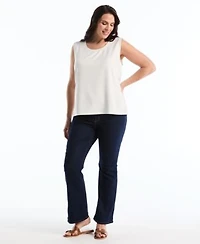 Rafaella Plus Size Ottoman Open Front Knit Cardigan Sweater Sleeveless Crewneck Top