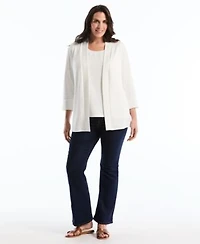 Rafaella Plus Size Ottoman Open Front Knit Cardigan Sweater Sleeveless Crewneck Top