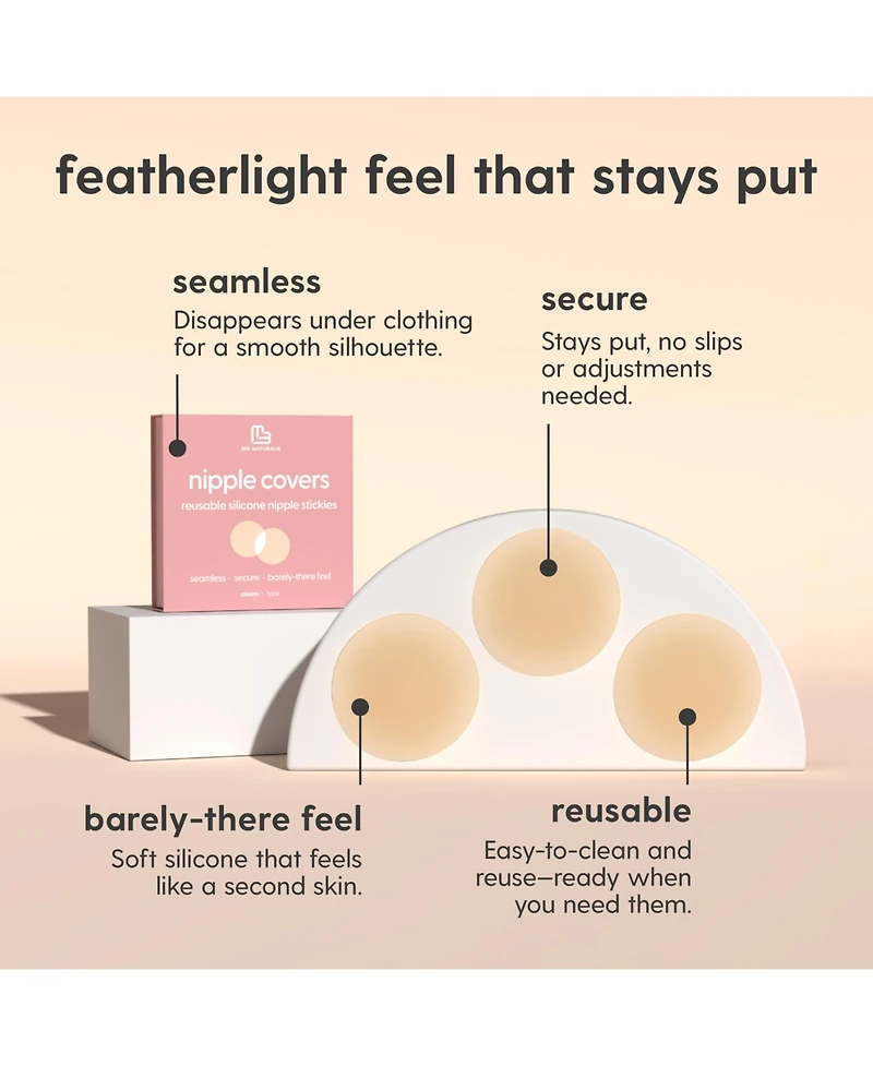 M3 Naturals Women's M3 Silicone Multi-Use Nipple Covers Invisible Boob Pasties | Adhesive Breast Petals | Nipple Stickers for Full Coverage | 1 pack