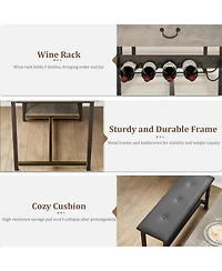 gaomon Dining Table Set for 4, Kitchen with Upholstered Benches, Room Storage Drawers