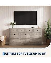 gaomon 12 Drawers Wooden Dressers for Bedroom, Wood Chest of Clothes Storage Organizer Living Room, Hallway, Modern Wide Tv Stand Dresser