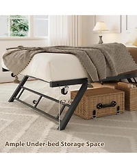 gaomon Stand Up Trundle Day Bed, Pop Trundle, Twin Bed Frame Only, Metal Slats Support with Lockable Casters,