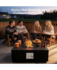 Cowsar 28" Square Propane Fire Pit Table, 40,000 Btu with Cover