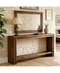Tribesigns Solid Wood Console Table, Farmhouse Narrow 63" Long Entryway Table with 2-Tier Storage Shelf for Living Room, Hallway, Entryway