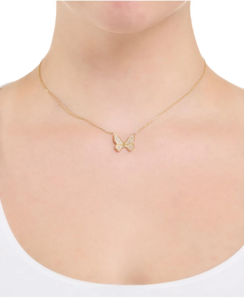 Macy's Cubic Zirconia 14k Gold Over Sterling Silver Butterfly Necklace