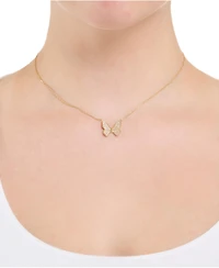 Macy's Cubic Zirconia 14k Gold Over Sterling Silver Butterfly Necklace