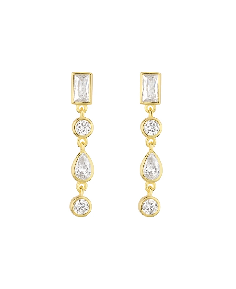 Macy's Cubic Zirconia 14k Gold Over Sterling Silver Bezel Drop Earrings