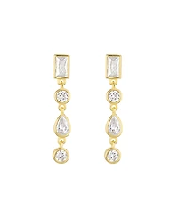 Macy's Cubic Zirconia 14k Gold Over Sterling Silver Bezel Drop Earrings