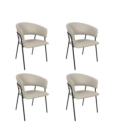 Slate Faux Leather Upholstered Dining Armchairs, Set of 4