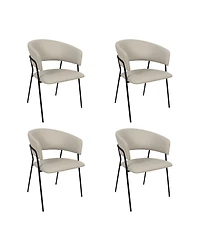 Slate Faux Leather Upholstered Dining Armchairs, Set of 4