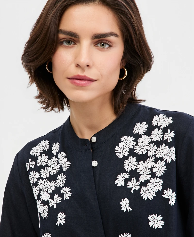 Nautica Women's Puff-Print Button-Front Tunic