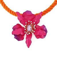 Betsey Johnson Pink Hothouse Bloom Orchid Pendant Statement Necklace