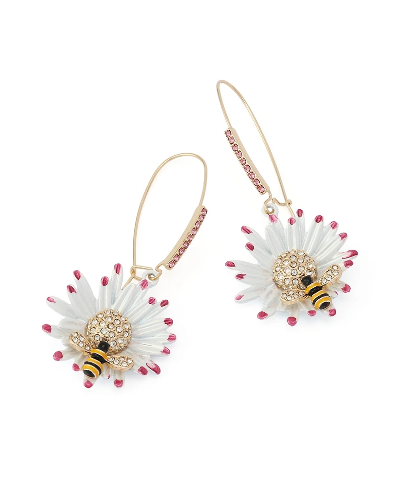 Betsey Johnson Faux Stone Betsey's Bouquet Flower Bee Drop Earrings