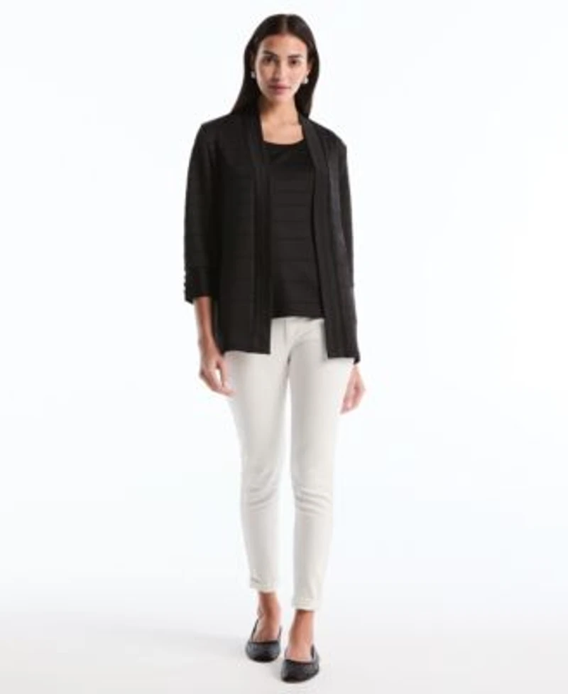Rafaella Petite Ottoman Knit Cardigan Sweater Sleeveless Top