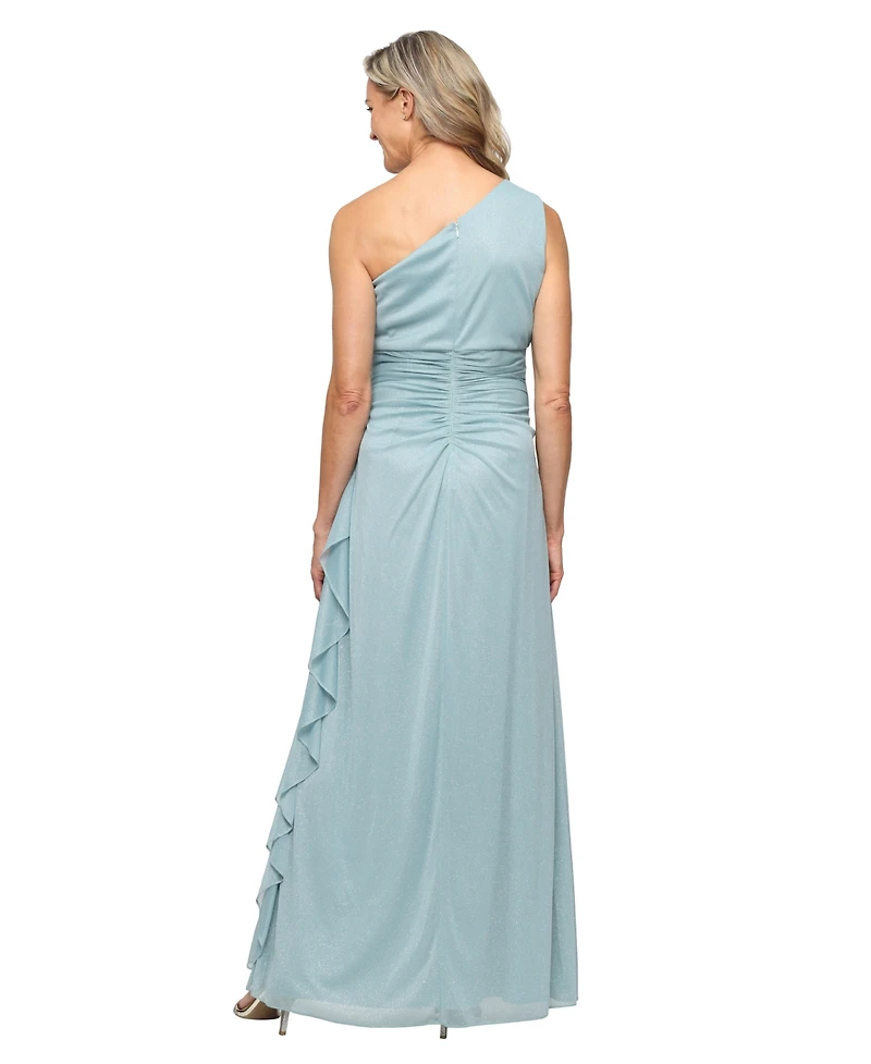 Alex Evenings Women's Glitter One-Shoulder Ball Gown