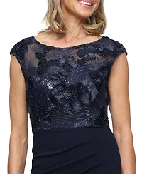 Alex Evenings Women's Boat Neck Crepe Ball Gown