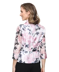 Alex Evenings Women's Printed Yoryu Collared Top