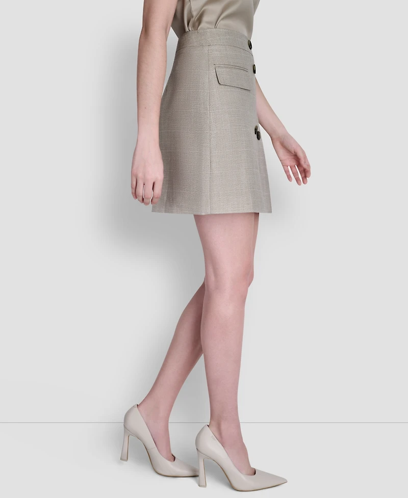 Dkny Women's Windowpane Melange Mini Skirt