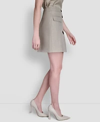 Dkny Women's Windowpane Melange Mini Skirt