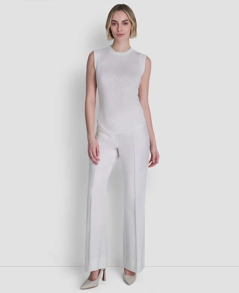 Dkny Women's Printed Tissue Knit Sleeveless Crew Neck Top