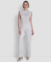 Dkny Women's Printed Tissue Knit Sleeveless Crew Neck Top