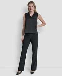 Dkny Women's Mixed Media V-Neck Sleeveless Sweater