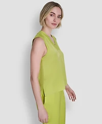 Dkny Women's Mixed Media V-Neck Sleeveless Sweater