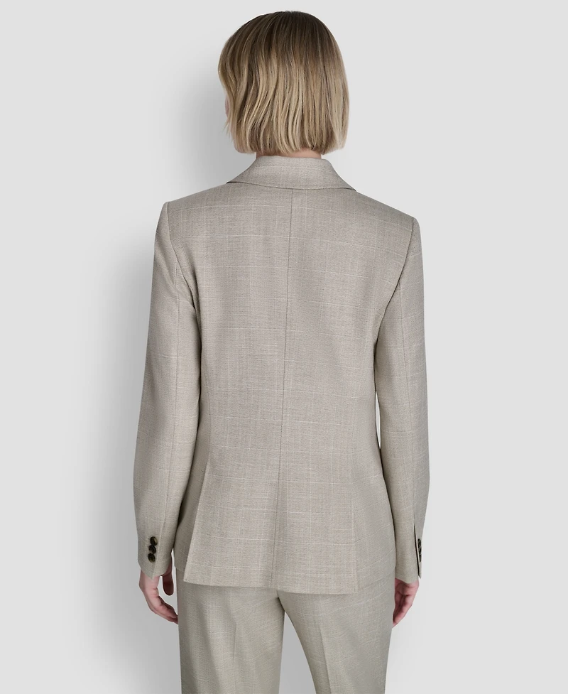 Dkny Women's Windowpane Double-Breasted Notch Collar Jacket