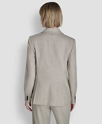 Dkny Women's Windowpane Double-Breasted Notch Collar Jacket