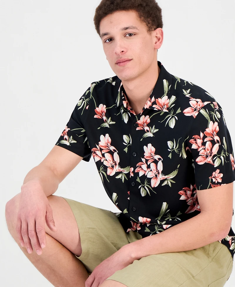 Cubavera Men's Floral Print Short-Sleeve Shirt