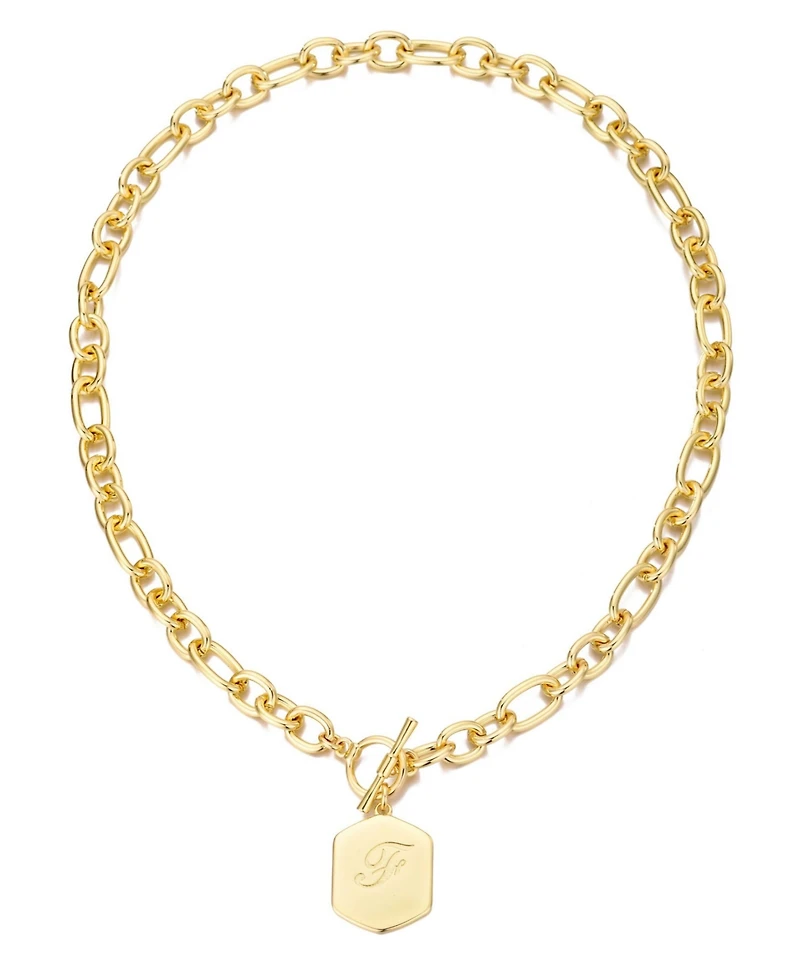 Adornia Gold Monogram Initial Chunky Toggle Necklace
