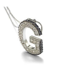Suzy Levian Sterling Silver Sapphire 3-d Letter "G" Initial Pendant