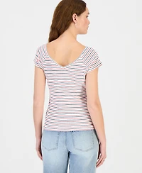 Hippie Rose Juniors' Striped Ribbed Knit Top