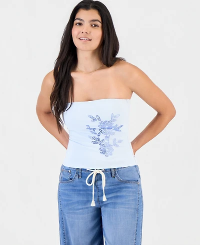 Just Polly Juniors' Embellished Strapless Top
