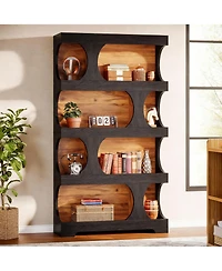 Yigii 4-Shelf Asymmetrical Bookcase with Classic Design for Home Office