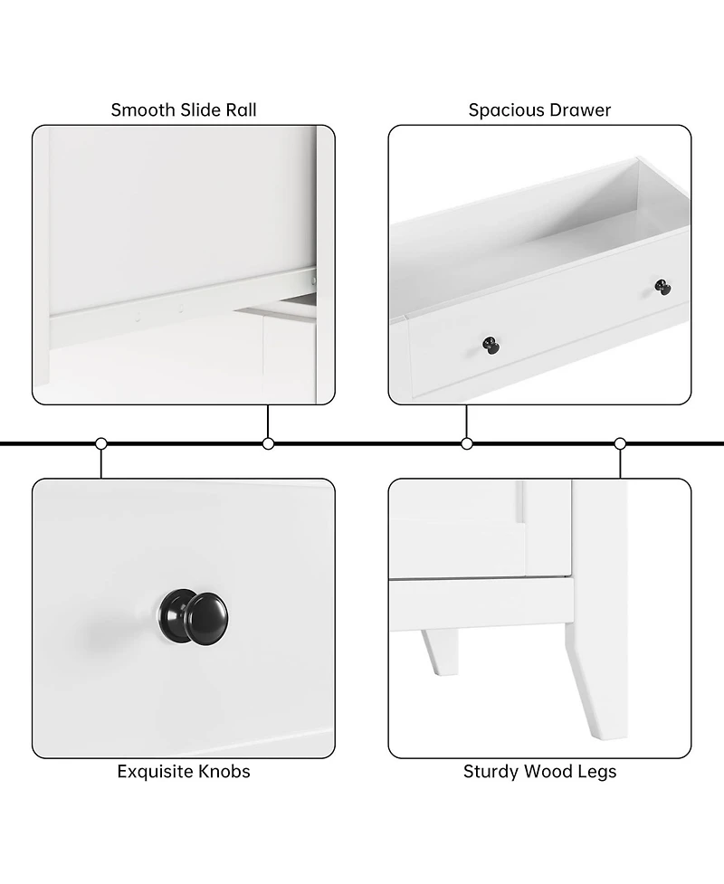 gaomon White 5 Drawer Dresser for Bedroom, Tall Dresser with Deep Drawers & Metal Knobs, Modern Wooden Chests of Drawers for Entryway