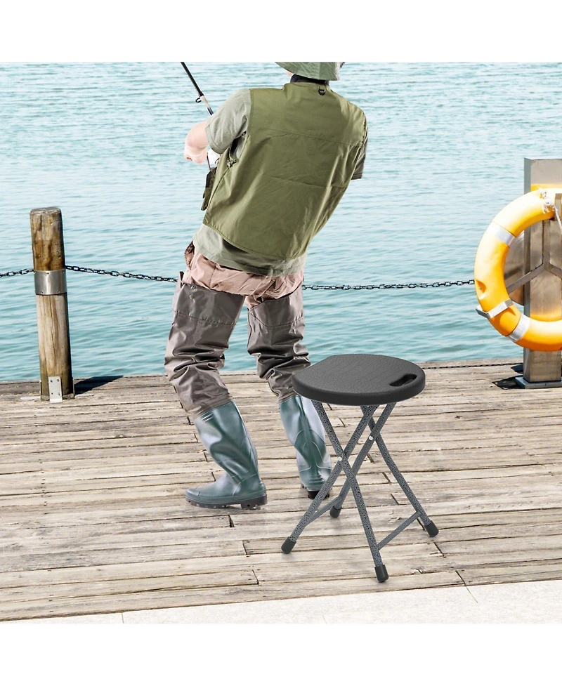 Mecale Folding Stool with Built-In Handle for Adults, Portable Seat