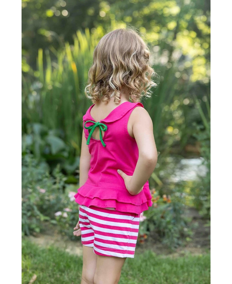 Florence Eiseman Toddler Girls Knit Top With Flower And Short Set