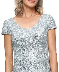 Alex Evenings Women's V-Neck Short-Sleeve Dress