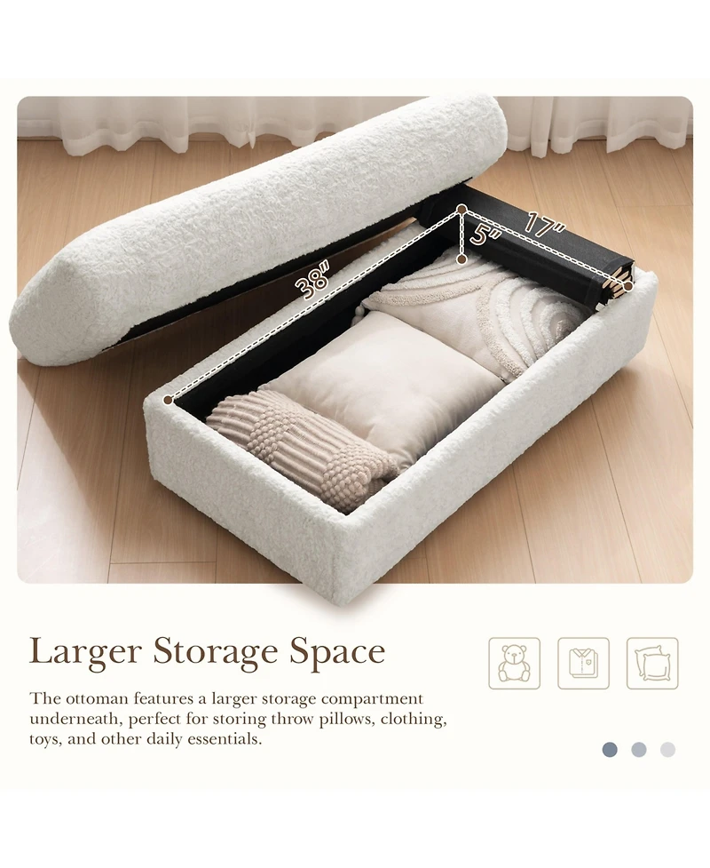 Boyel Living Faux Rabbit Fur Sofa with Storage Ottoman and Armrests,Cup Holders,Upholstered Sleeper Chair,Chaise Lounge,Reading