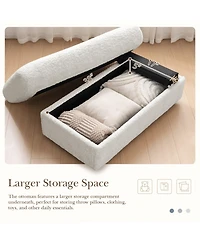 Boyel Living Faux Rabbit Fur Sofa with Storage Ottoman and Armrests,Cup Holders,Upholstered Sleeper Chair,Chaise Lounge,Reading