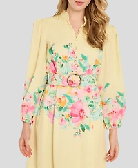 Tahari Asl Women's Border Print Button-Front Collared Dress