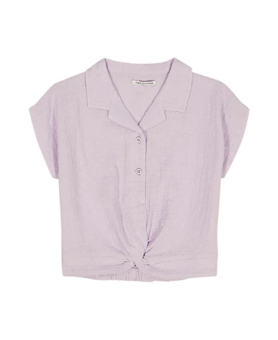 Calvin Klein Girls' 7-16 Front Knotted Collar Neck Shirt