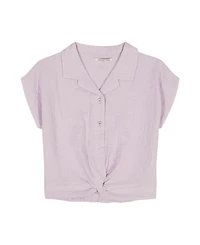 Calvin Klein Girls' 7-16 Front Knotted Collar Neck Shirt