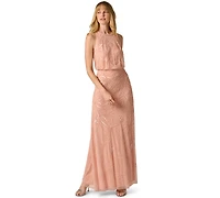 Adrianna Papell Women's Beaded Bloused-Waist Evening Gown