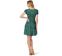 Adrianna Papell Women's V-Neck Beaded Mesh Minidress