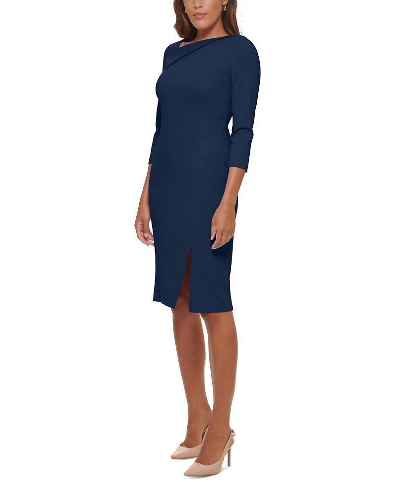 Calvin Klein Women's Foldover-Neck Front-Slit Sheath Dress