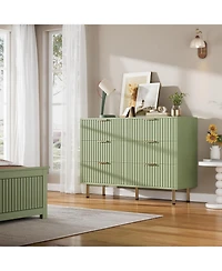 gaomon Zebra Six Drawer Cabinet with Large Desktop and Honeycomb Design, Practical Storage Solution for Bedroom