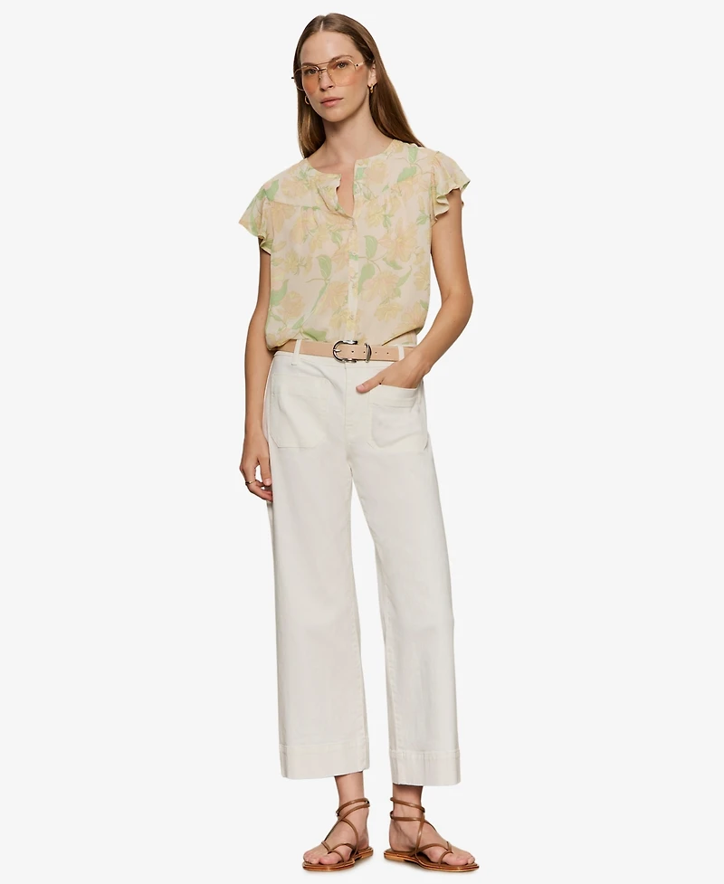 Sanctuary Petite Free Spirited Collared Ruffle Top