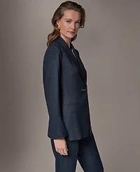 Donna Karan New York Women's Notch Lapel Padded Shoulder Blazer